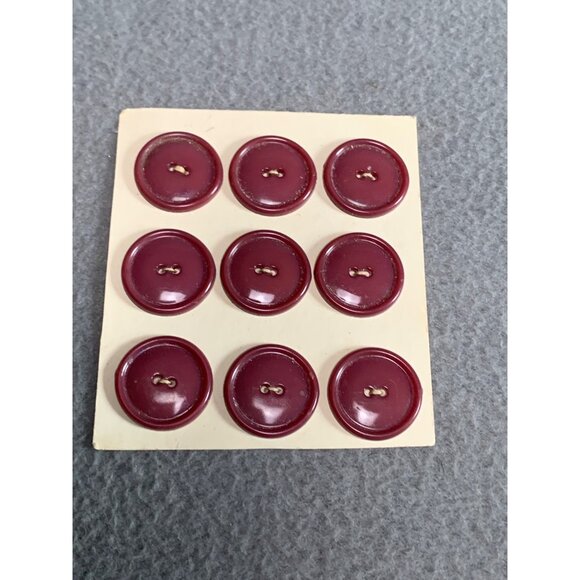 Vintage Red Plastic Buttons on Card - Set Of 9 - Picture 4 of 4
